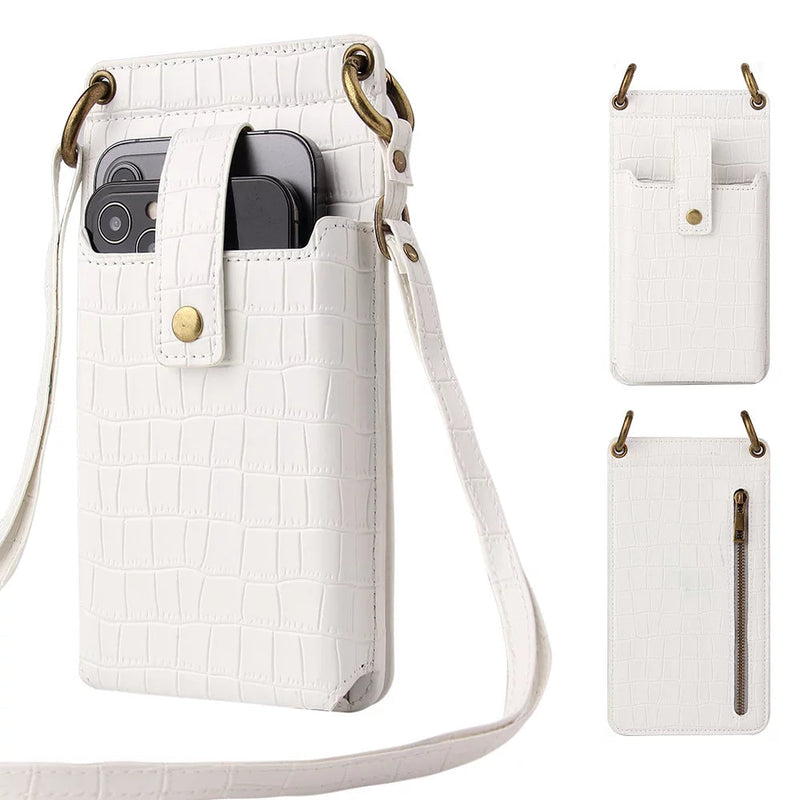 Women's Crossbody Cell Phone Bag: Shoulder Purse Wallet Pouch with Credit Card Slots and Built-in Mirror.