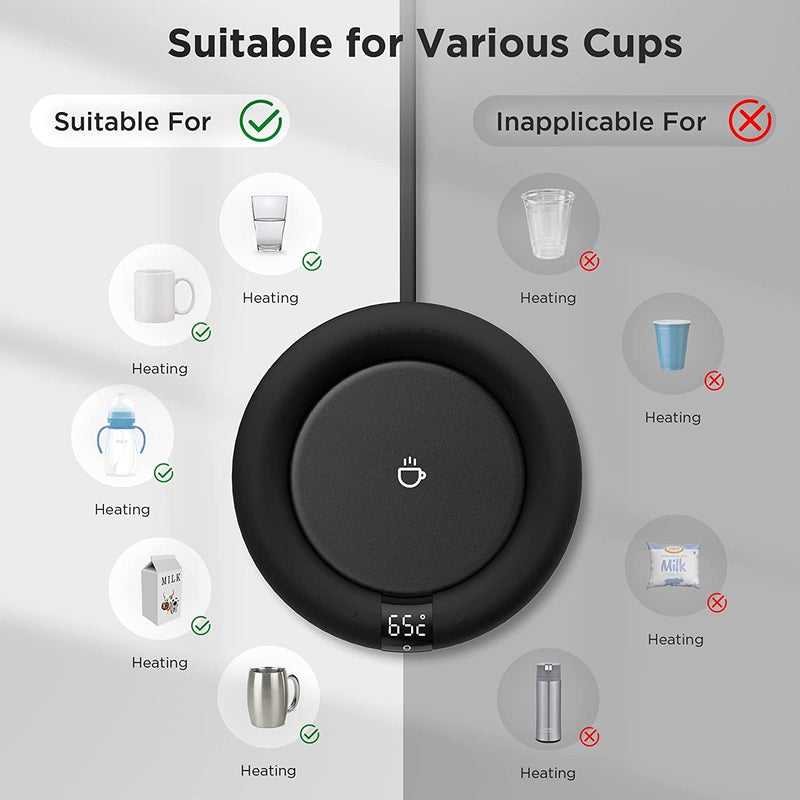  New Smart Coffee Mug Warmer for Coffee Tea, Auto Shut Off, 3 Temp up to 75℃, Touch Switch, LED Display Warmer Plate for Coffee Tea Water Milk -Coffee Gift (No Cup)