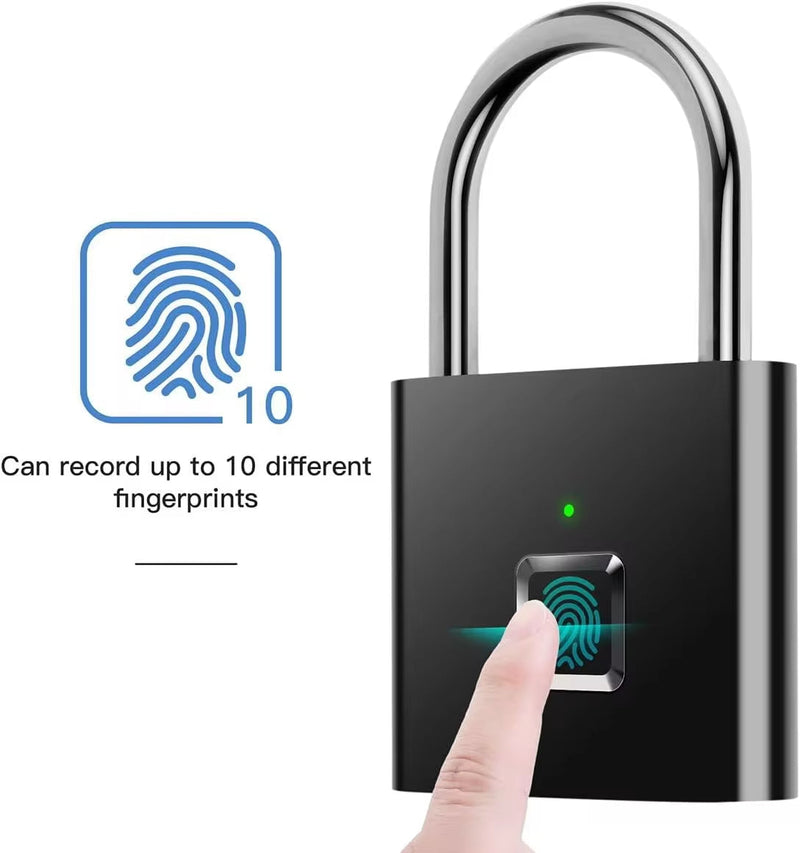 Portable Fingerprint Padlock USB Rechargeable Lithium Battery Water