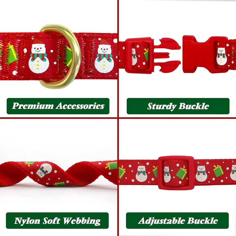 Christmas Dog Collar | Adjustable Holiday Dog Collar with Antler Bow Tie & Snowman Accessories | Perfect for Medium Dogs