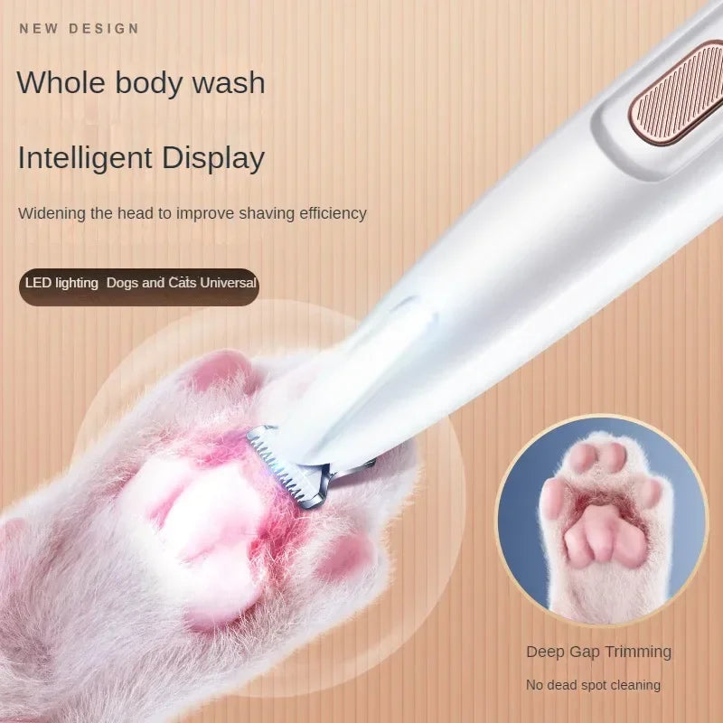 New Dog Paw Trimmer with LED Light Fully Waterproof Pet Hair Trimmer with LED Display Dog Clippers for Grooming 18Mm Widen Blade