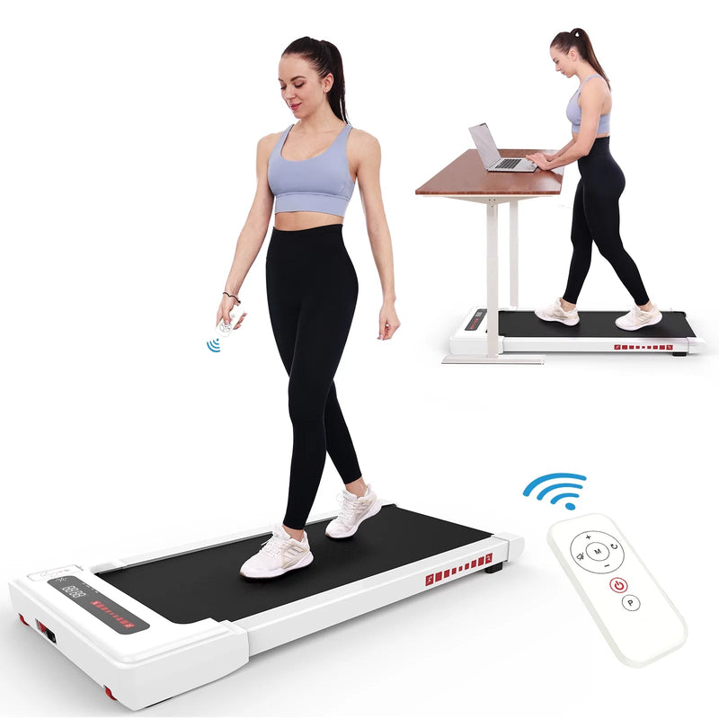 Portable White Under Desk Walking Pad Treadmill with 2.25HP Motor and Remote Control