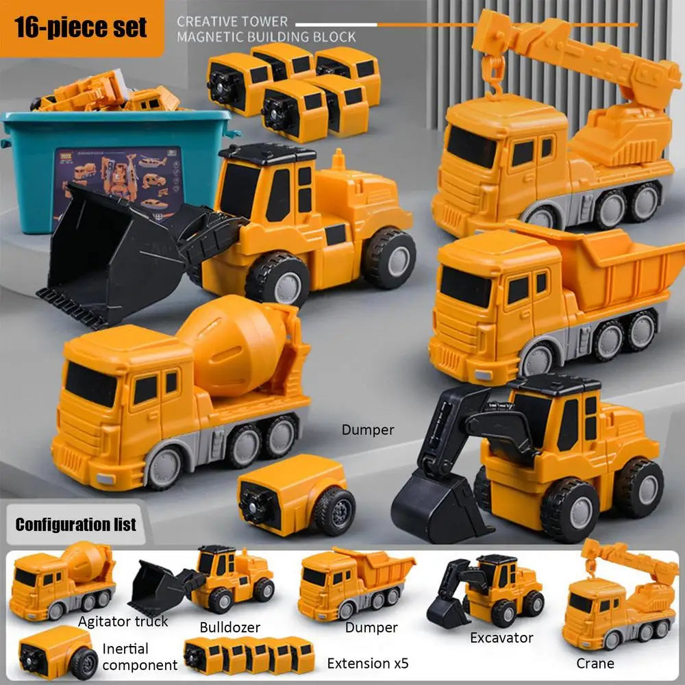 Robot Action Figure Magnetic Construction Transform Car Transform Car Robot Toy Kidsplay Construction Vehicles for Boys Girls