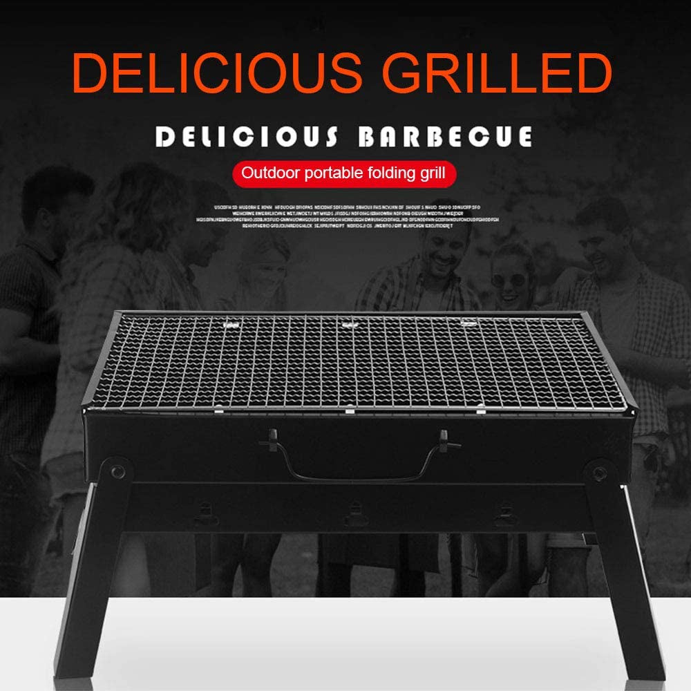 Portable Folding Barbecue Charcoal Grill for Outdoor Cooking - Ideal for Camping, Hiking, Picnics, and Travel