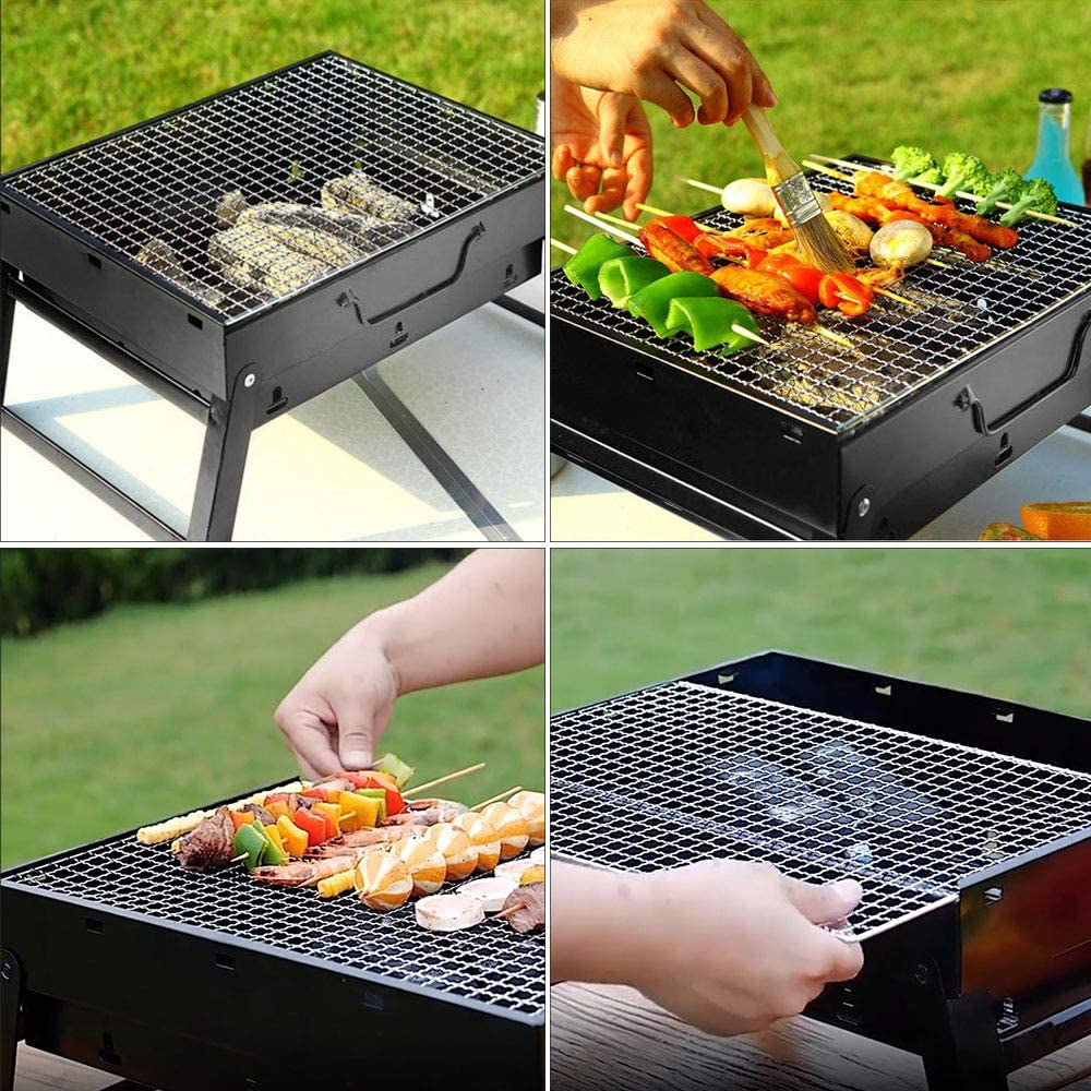 Portable Folding Barbecue Charcoal Grill for Outdoor Cooking - Ideal for Camping, Hiking, Picnics, and Travel