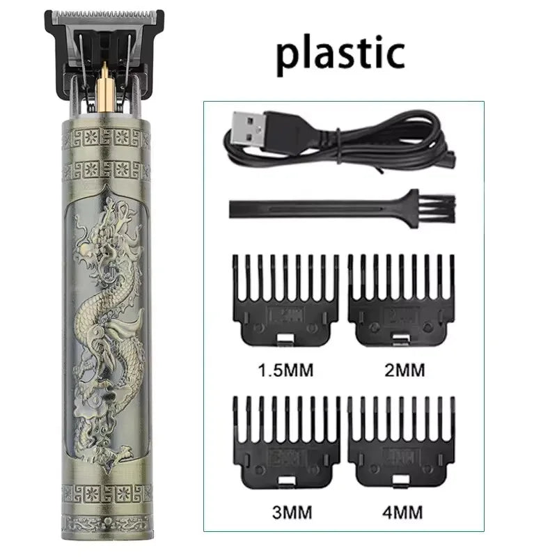 Vintage T9 Electric Hair Cutting Machine ,Professional Men Shaver Rechargeable Barber Trimmer for Men Dragon Buddha