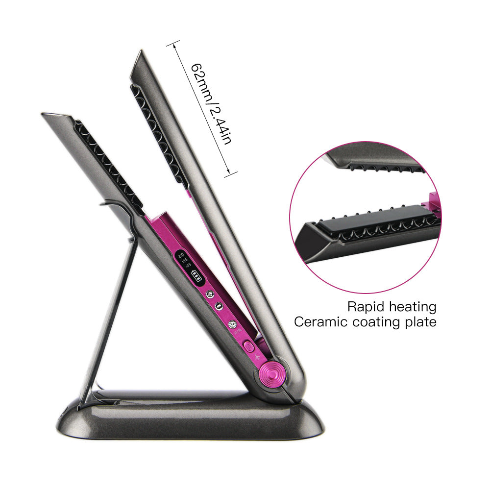 Professional Hair Straightener Ceramic Flat Iron 2 in 1 Cordless Hair Straightener and Curler Rechargeable Wireless Straightene