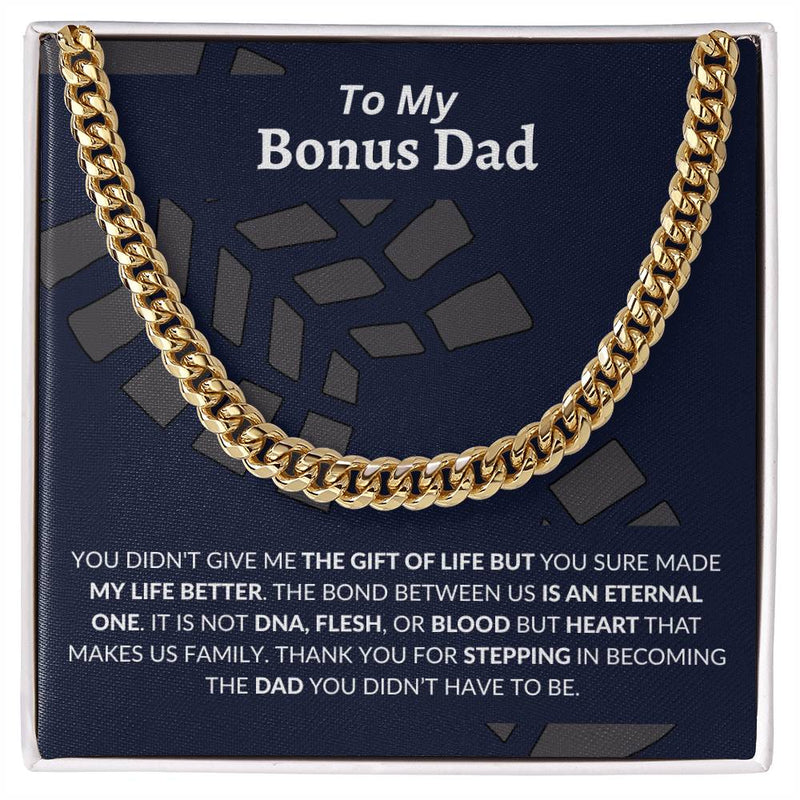 To My Bonus Dad | Thank You - Cuban Link Chain - Bee Dave