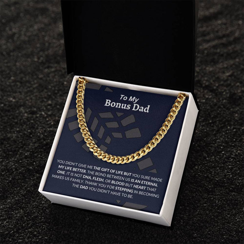 To My Bonus Dad | Thank You - Cuban Link Chain - Bee Dave