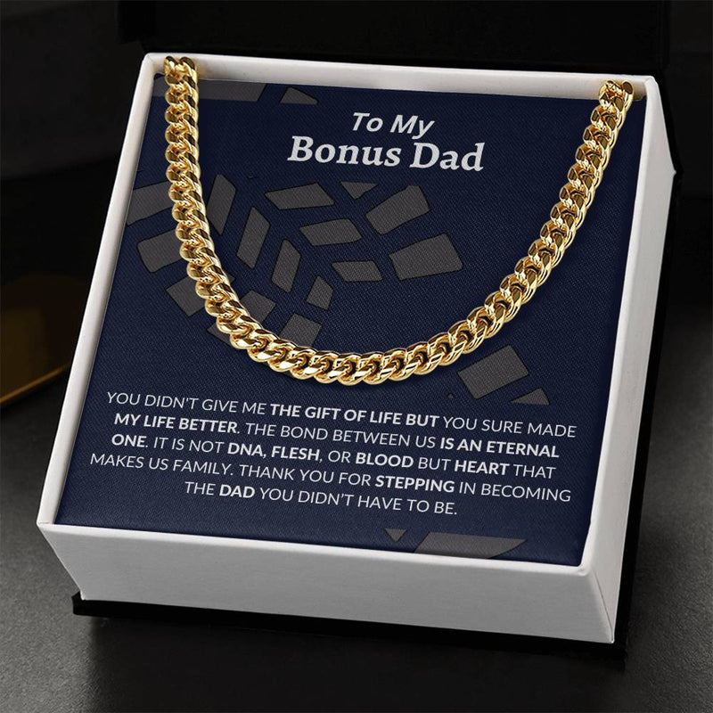 To My Bonus Dad | Thank You - Cuban Link Chain - Bee Dave