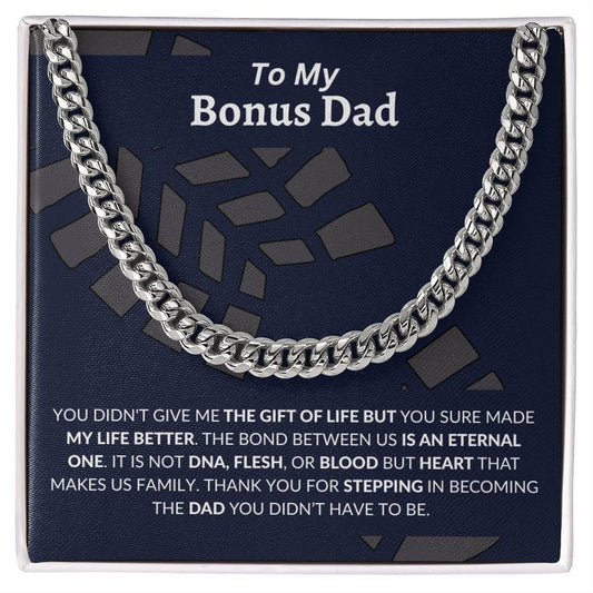 To My Bonus Dad | Thank You - Cuban Link Chain - Bee Dave