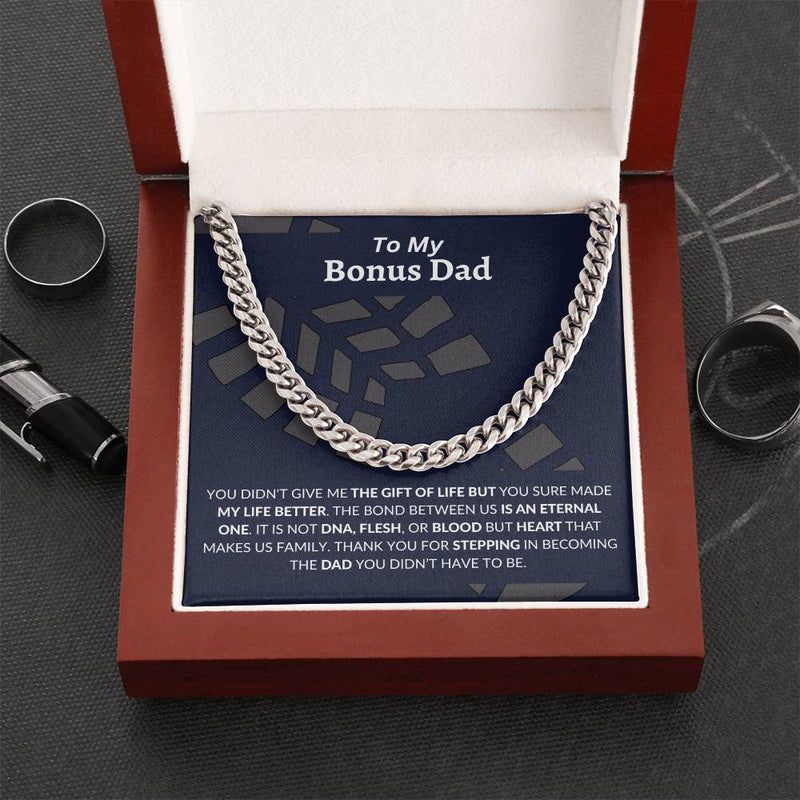 To My Bonus Dad | Thank You - Cuban Link Chain - Bee Dave