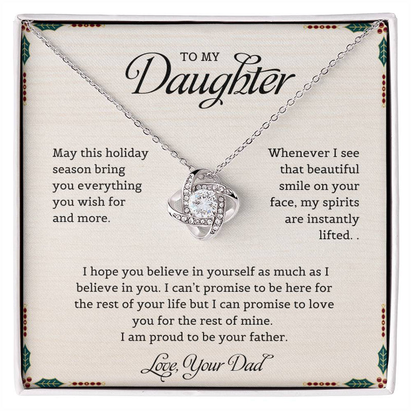 To My Daughter | I Am Proud To Be Your Father - Love Knot Necklace - Bee Dave