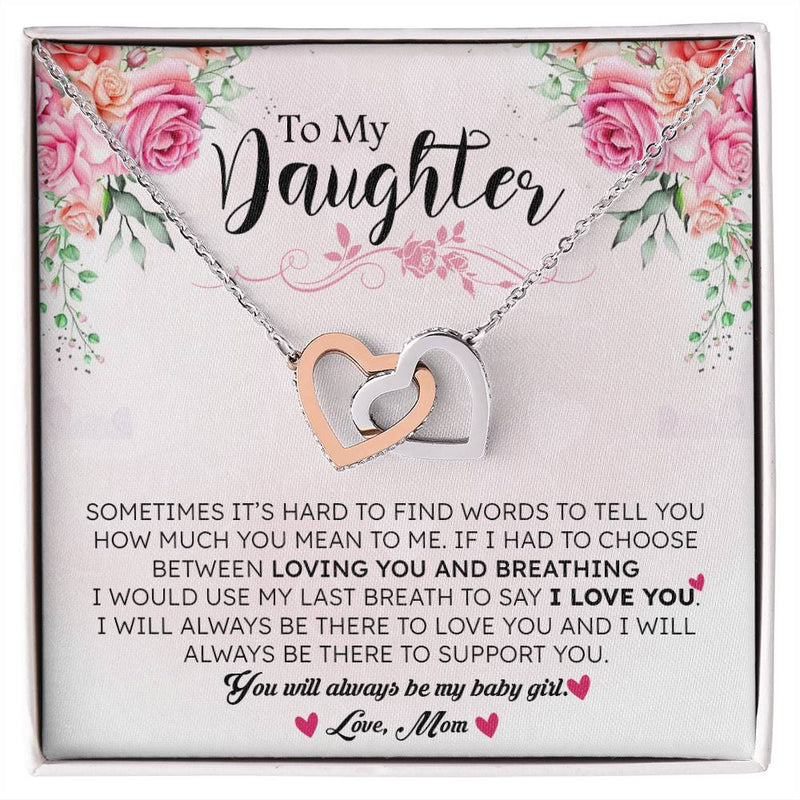 To My Daughter | I Love You - Interlocking Hearts necklace - Bee Dave