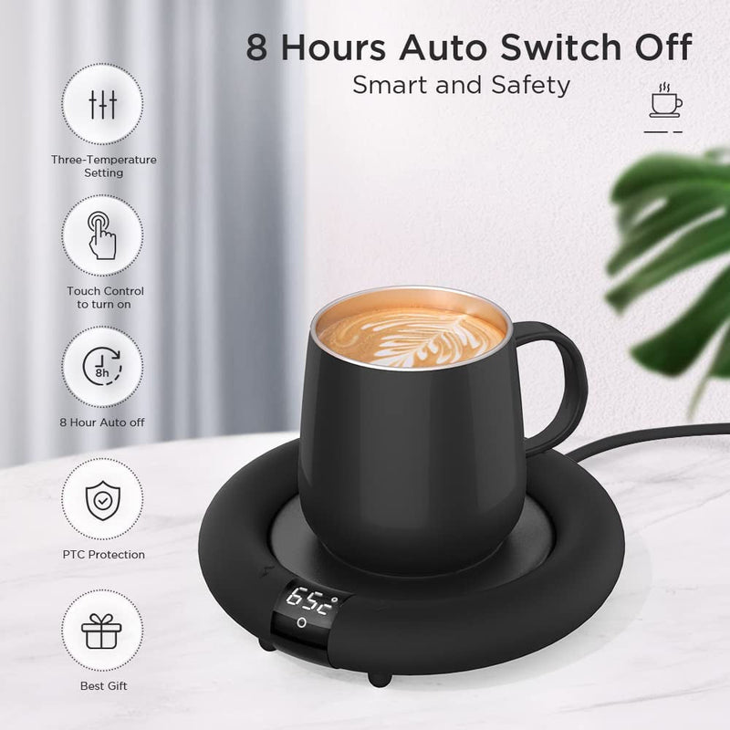  New Smart Coffee Mug Warmer for Coffee Tea, Auto Shut Off, 3 Temp up to 75℃, Touch Switch, LED Display Warmer Plate for Coffee Tea Water Milk -Coffee Gift (No Cup)