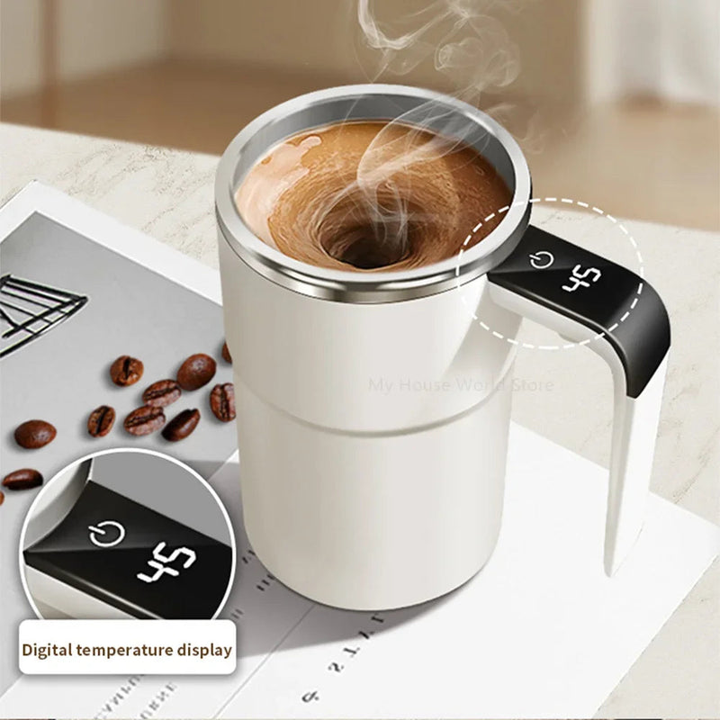 Mini Electric Coffee Self Mixing Mug Waterproof Food Safe , USB Rechargeable Automatic Magnetic Cup for Tea 380ML