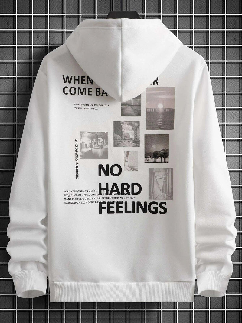 manfinity homme men slogan graphic drawstring thermal hoodie