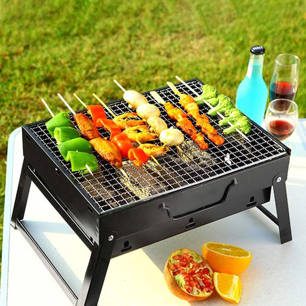 Portable Folding Barbecue Charcoal Grill for Outdoor Cooking - Ideal for Camping, Hiking, Picnics, and Travel