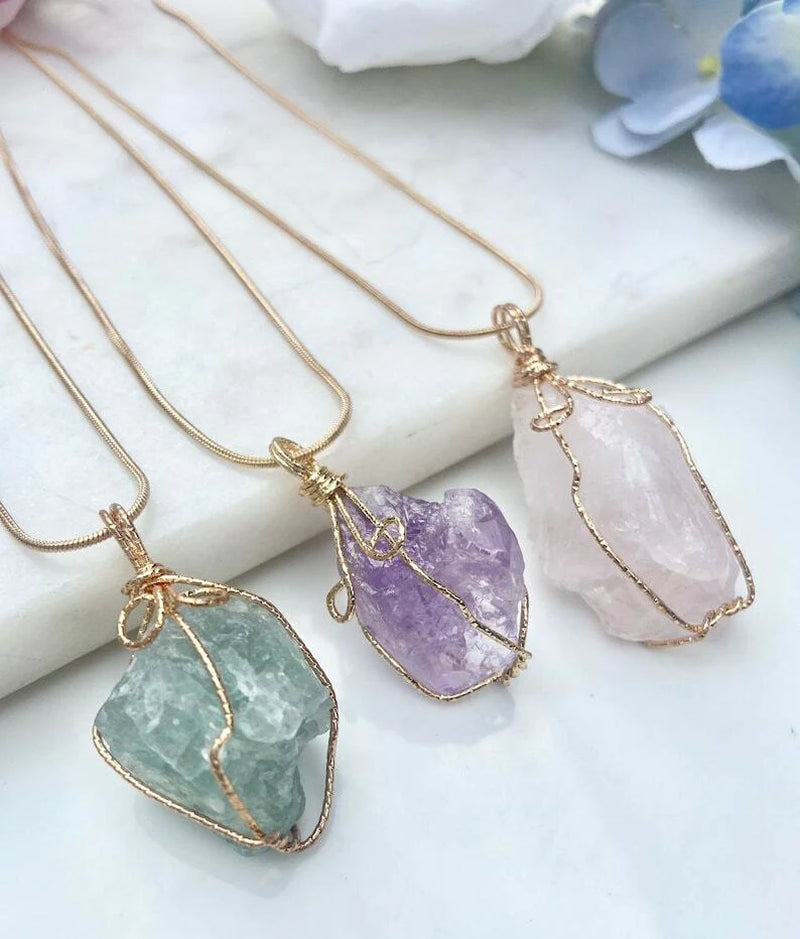 natural gemstone necklace chakra stone pendant energy natural gem